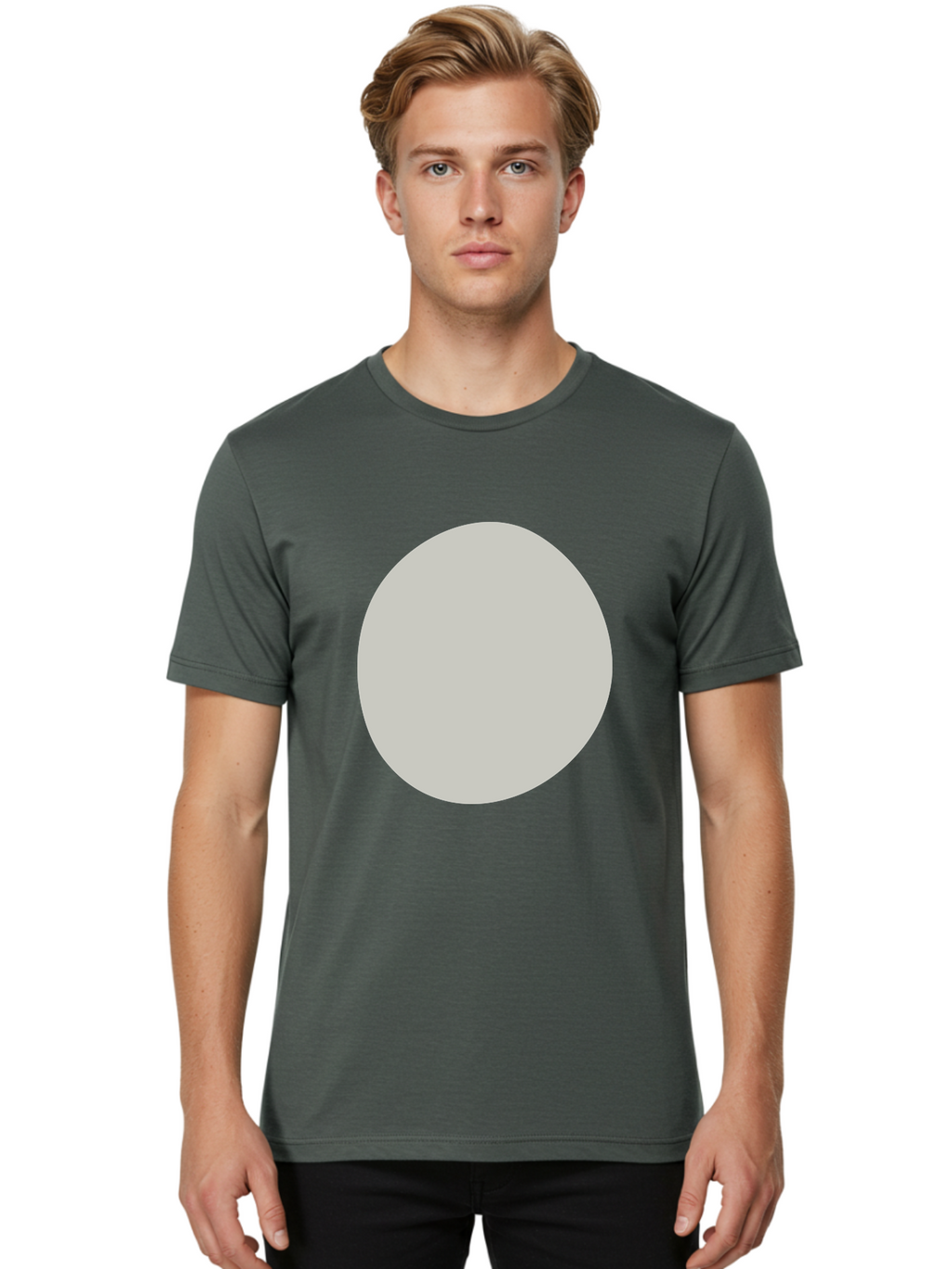Gray-Circle Men'S Graphic Tee, 100% Cotton, Comfortable Casual Summer Wear, Machine Washable, Gray Circle, Simple Shape, Minimalist Design, Abstract Art, Geometric Figure, Modern Aesthetic, Clean Lines Aae023