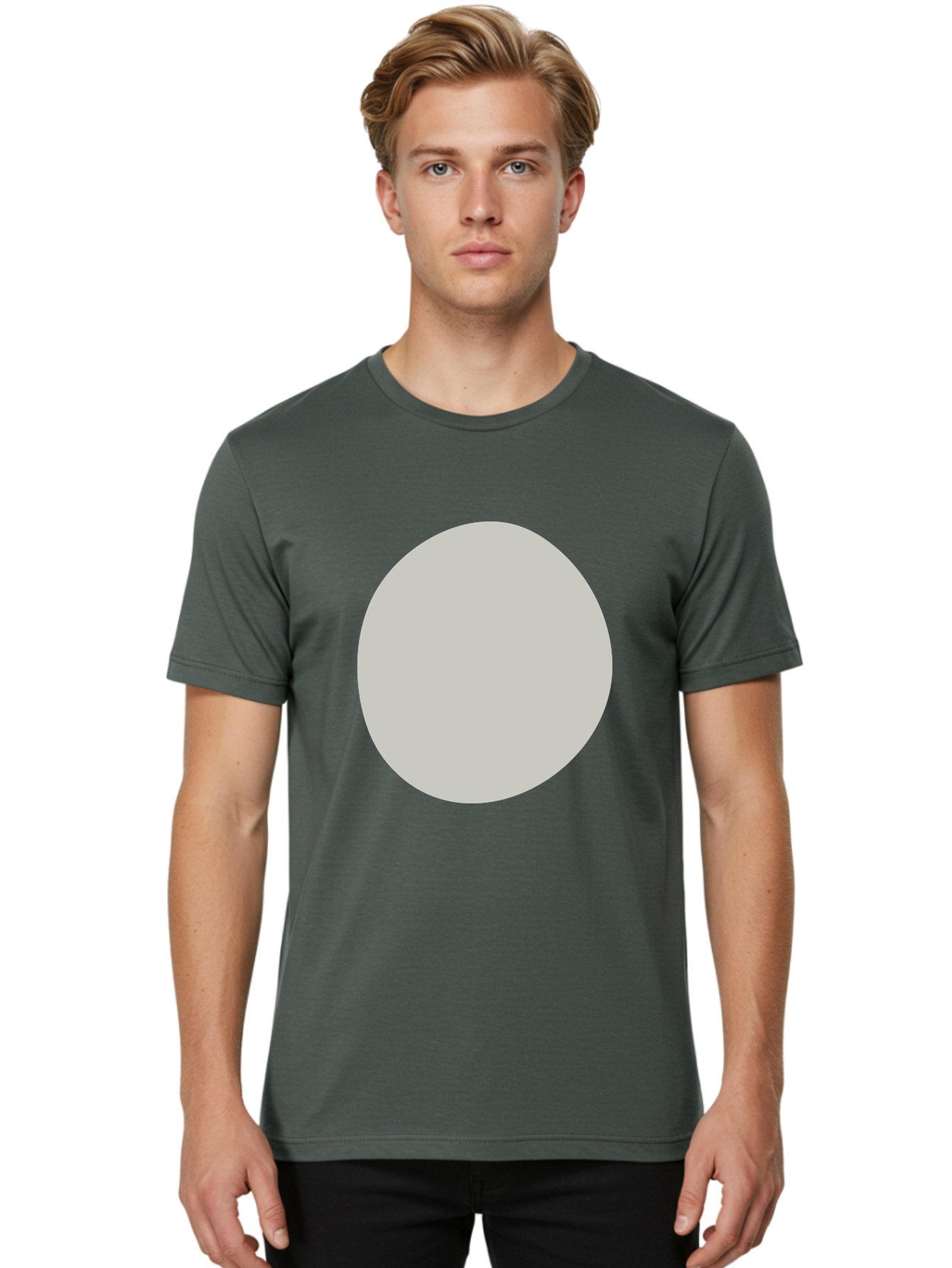 Gray-Circle Men'S Graphic Tee, 100% Cotton, Comfortable Casual Summer Wear, Machine Washable, Gray Circle, Simple Shape, Minimalist Design, Abstract Art, Geometric Figure, Modern Aesthetic, Clean Lines Aae023