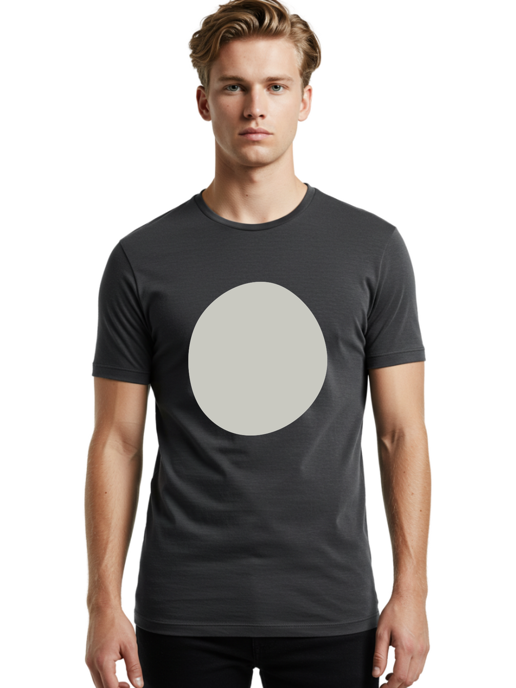 Gray-Circle Men'S Graphic Tee, 100% Cotton, Comfortable Casual Summer Wear, Machine Washable, Gray Circle, Simple Shape, Minimalist Design, Abstract Art, Geometric Figure, Modern Aesthetic, Clean Lines Aae023