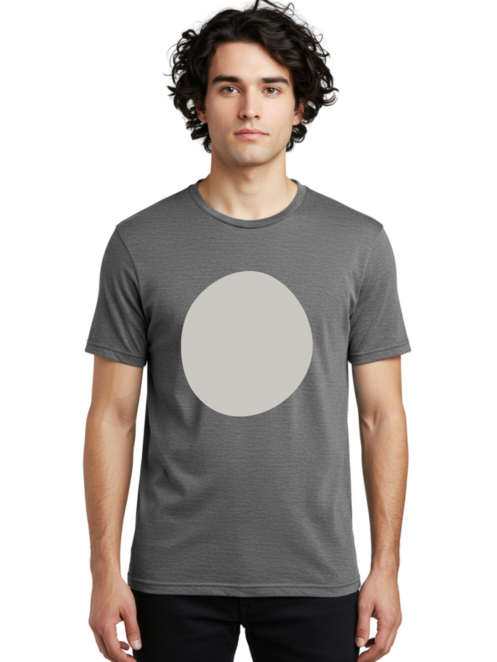 Gray-Circle Men'S Graphic Tee, 100% Cotton, Comfortable Casual Summer Wear, Machine Washable, Gray Circle, Simple Shape, Minimalist Design, Abstract Art, Geometric Figure, Modern Aesthetic, Clean Lines Aae023