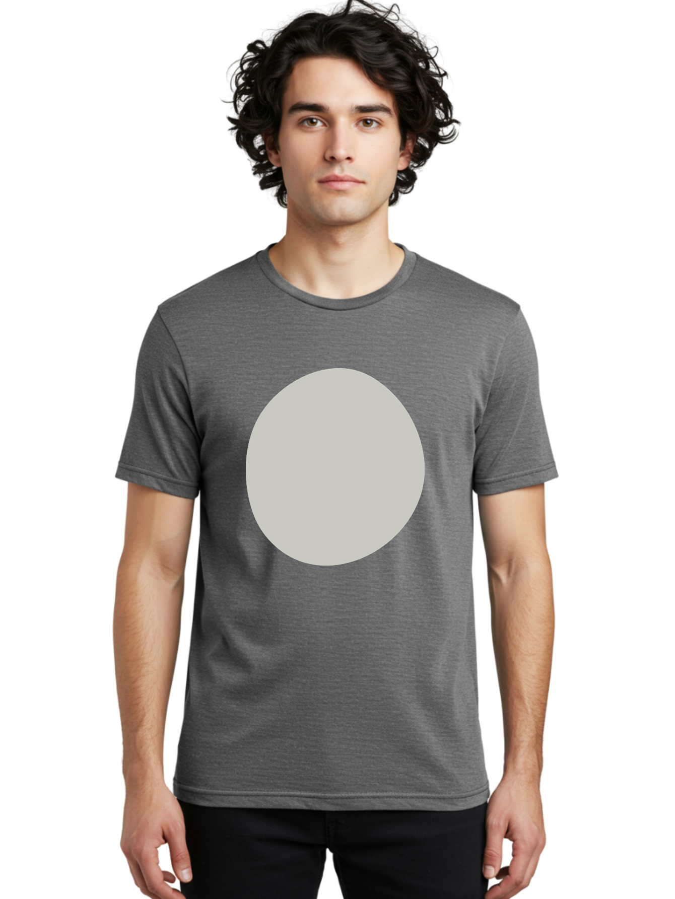 Gray-Circle Men'S Graphic Tee, 100% Cotton, Comfortable Casual Summer Wear, Machine Washable, Gray Circle, Simple Shape, Minimalist Design, Abstract Art, Geometric Figure, Modern Aesthetic, Clean Lines Aae023