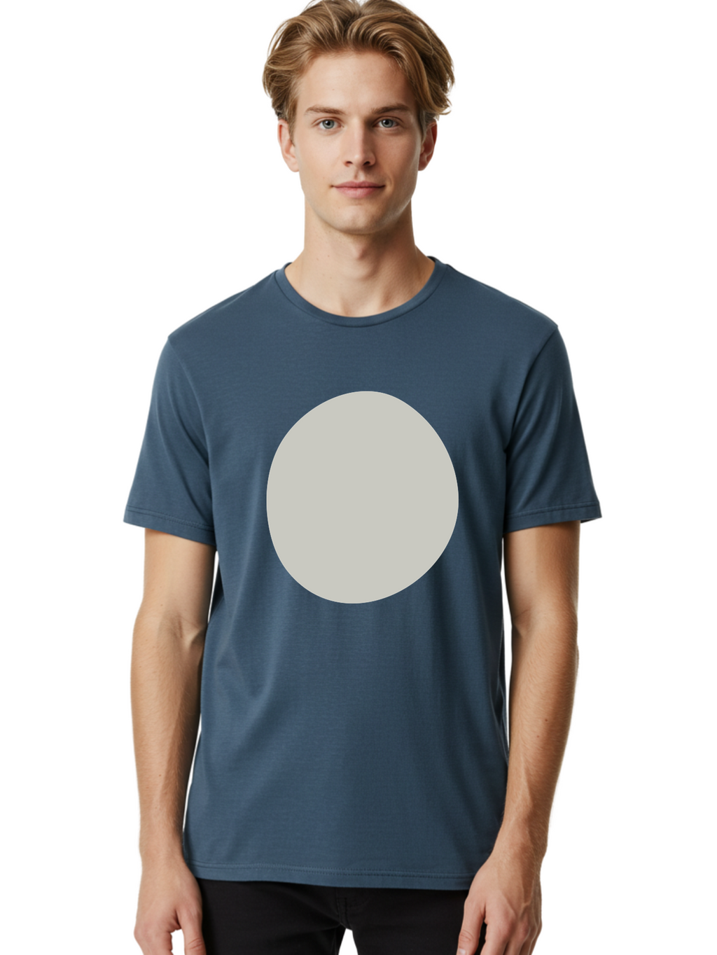 Gray-Circle Men'S Graphic Tee, 100% Cotton, Comfortable Casual Summer Wear, Machine Washable, Gray Circle, Simple Shape, Minimalist Design, Abstract Art, Geometric Figure, Modern Aesthetic, Clean Lines Aae023