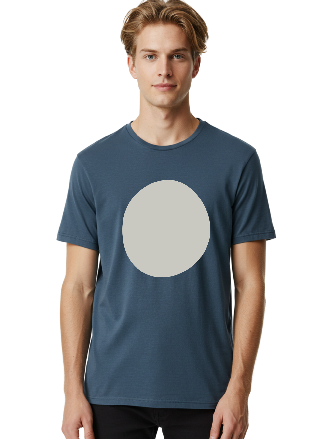 Gray-Circle Men'S Graphic Tee, 100% Cotton, Comfortable Casual Summer Wear, Machine Washable, Gray Circle, Simple Shape, Minimalist Design, Abstract Art, Geometric Figure, Modern Aesthetic, Clean Lines Aae023
