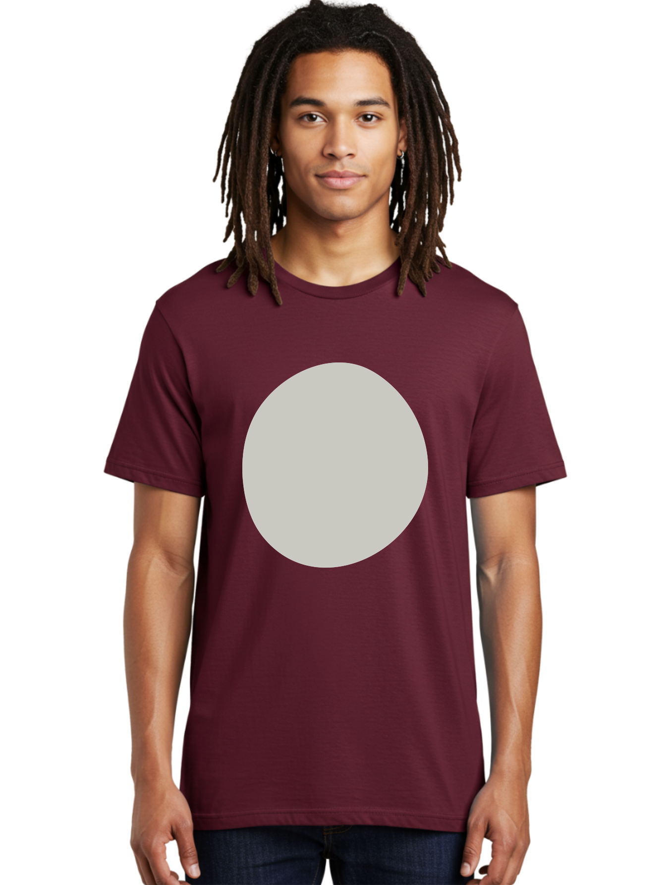 Gray-Circle Men'S Graphic Tee, 100% Cotton, Comfortable Casual Summer Wear, Machine Washable, Gray Circle, Simple Shape, Minimalist Design, Abstract Art, Geometric Figure, Modern Aesthetic, Clean Lines Aae023