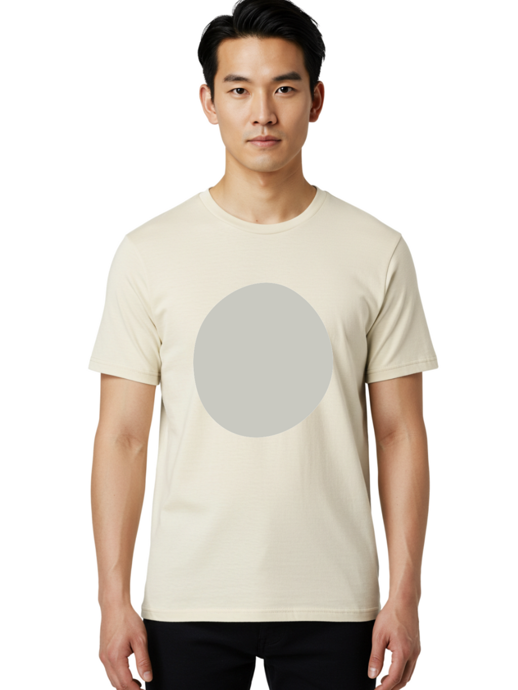 Gray-Circle Men'S Graphic Tee, 100% Cotton, Comfortable Casual Summer Wear, Machine Washable, Gray Circle, Simple Shape, Minimalist Design, Abstract Art, Geometric Figure, Modern Aesthetic, Clean Lines Aae023
