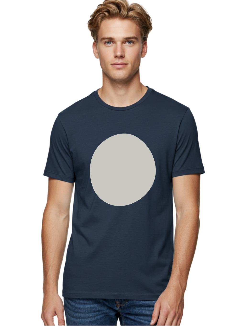 Gray-Circle Men'S Graphic Tee, 100% Cotton, Comfortable Casual Summer Wear, Machine Washable, Gray Circle, Simple Shape, Minimalist Design, Abstract Art, Geometric Figure, Modern Aesthetic, Clean Lines Aae023