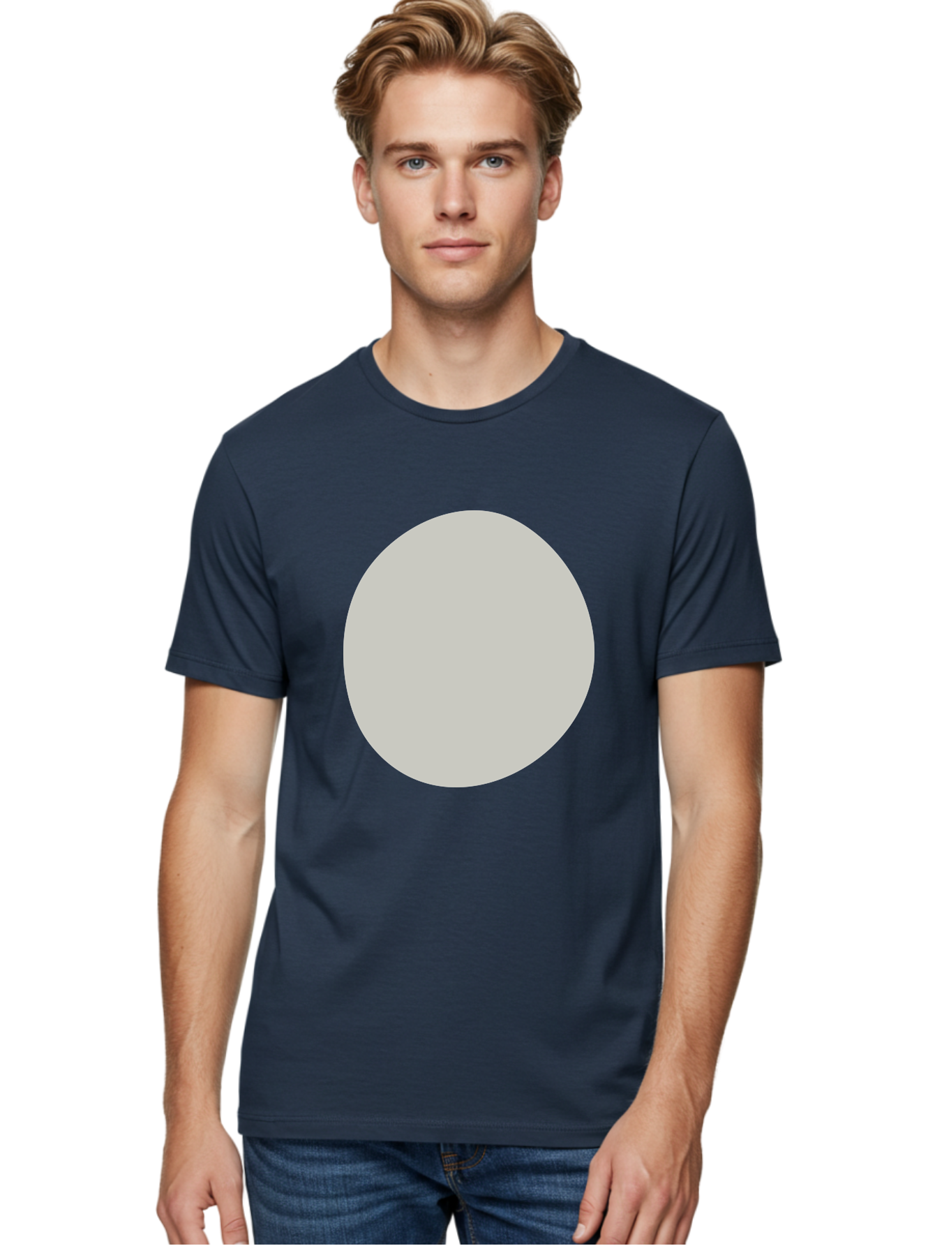Gray-Circle Men'S Graphic Tee, 100% Cotton, Comfortable Casual Summer Wear, Machine Washable, Gray Circle, Simple Shape, Minimalist Design, Abstract Art, Geometric Figure, Modern Aesthetic, Clean Lines Aae023