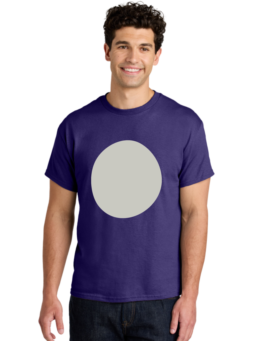 Gray-Circle Men'S Graphic Tee, 100% Cotton, Comfortable Casual Summer Wear, Machine Washable, Gray Circle, Simple Shape, Minimalist Design, Abstract Art, Geometric Figure, Modern Aesthetic, Clean Lines Aae023