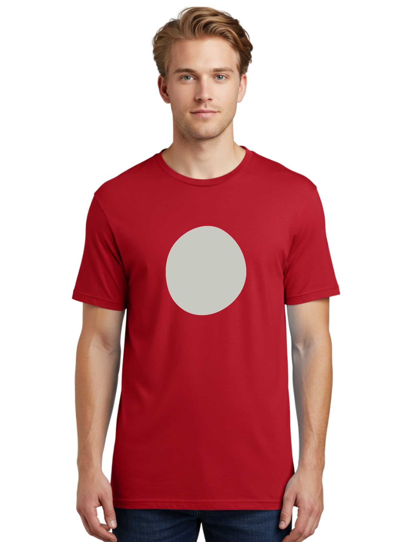 Gray-Circle Men'S Graphic Tee, 100% Cotton, Comfortable Casual Summer Wear, Machine Washable, Gray Circle, Simple Shape, Minimalist Design, Abstract Art, Geometric Figure, Modern Aesthetic, Clean Lines Aae023