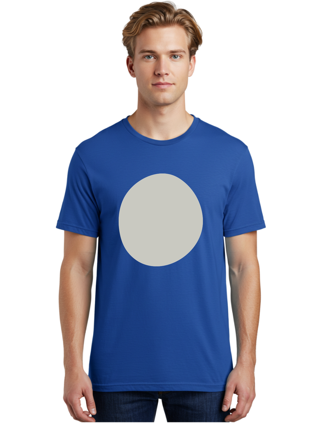 Gray-Circle Men'S Graphic Tee, 100% Cotton, Comfortable Casual Summer Wear, Machine Washable, Gray Circle, Simple Shape, Minimalist Design, Abstract Art, Geometric Figure, Modern Aesthetic, Clean Lines Aae023