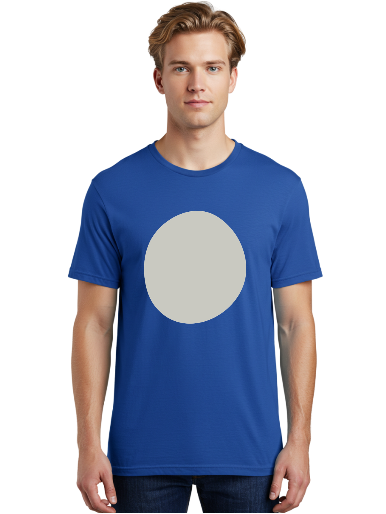 Gray-Circle Men'S Graphic Tee, 100% Cotton, Comfortable Casual Summer Wear, Machine Washable, Gray Circle, Simple Shape, Minimalist Design, Abstract Art, Geometric Figure, Modern Aesthetic, Clean Lines Aae023