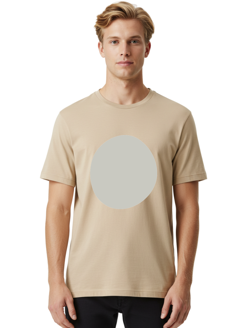 Gray-Circle Men'S Graphic Tee, 100% Cotton, Comfortable Casual Summer Wear, Machine Washable, Gray Circle, Simple Shape, Minimalist Design, Abstract Art, Geometric Figure, Modern Aesthetic, Clean Lines Aae023
