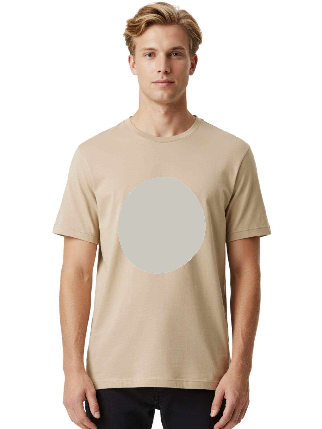 Gray-Circle Men'S Graphic Tee, 100% Cotton, Comfortable Casual Summer Wear, Machine Washable, Gray Circle, Simple Shape, Minimalist Design, Abstract Art, Geometric Figure, Modern Aesthetic, Clean Lines Aae023