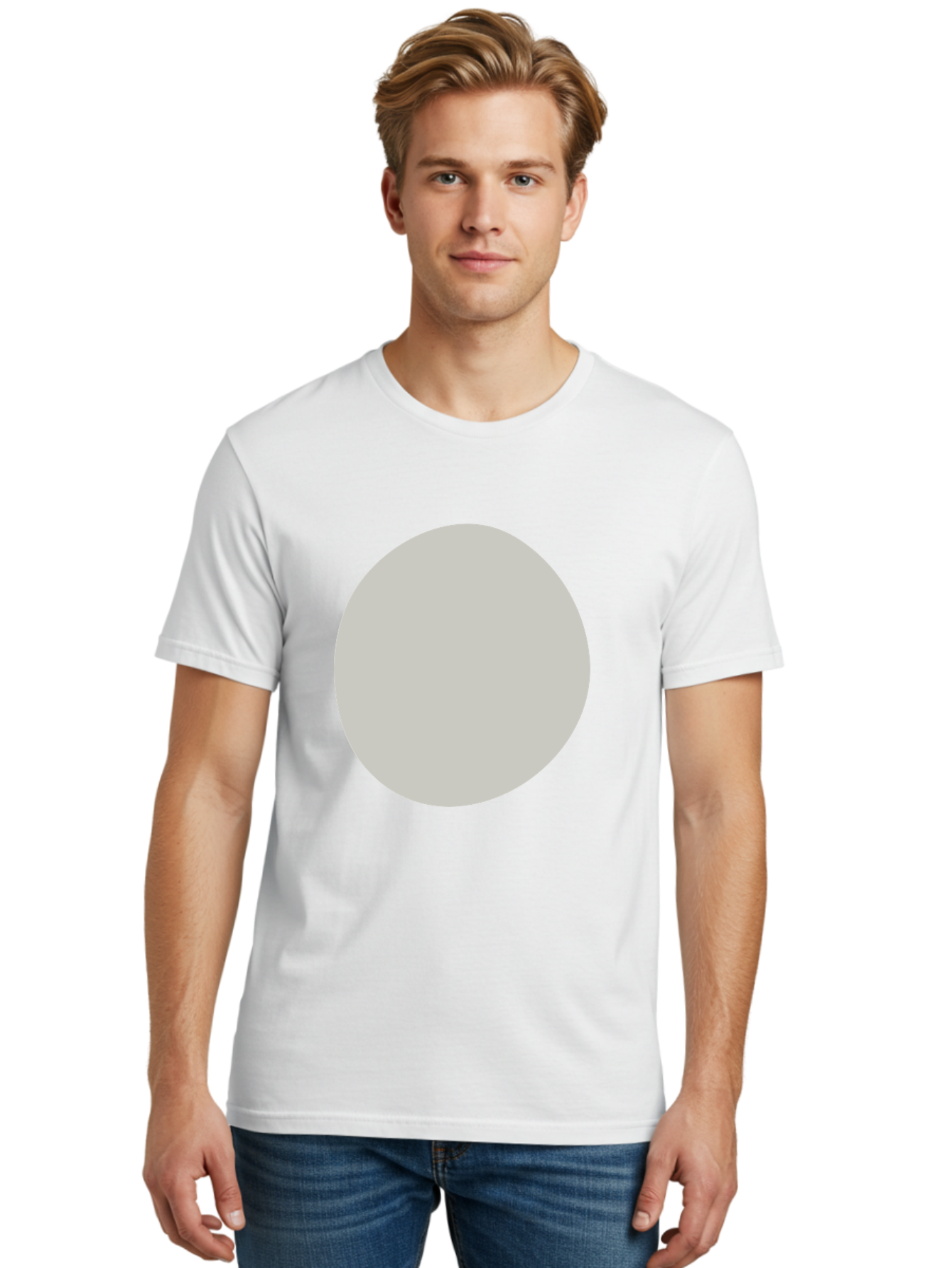 Gray-Circle Men'S Graphic Tee, 100% Cotton, Comfortable Casual Summer Wear, Machine Washable, Gray Circle, Simple Shape, Minimalist Design, Abstract Art, Geometric Figure, Modern Aesthetic, Clean Lines Aae023