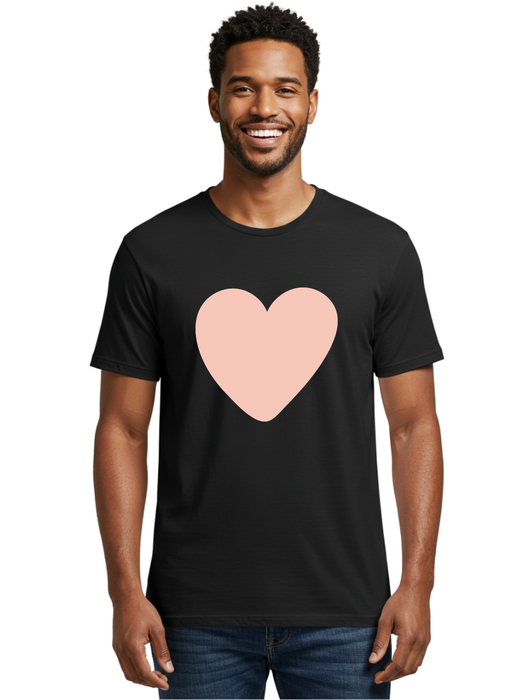 Heart Men'S Graphic Tee, 100% Cotton, Comfortable Casual Summer Wear, Machine Washable, Heart Symbol, Love Icon, Pink Heart, Digital Art, Minimalist Design, Simple Shape, Heart Illustration, Love Symbol Aae025