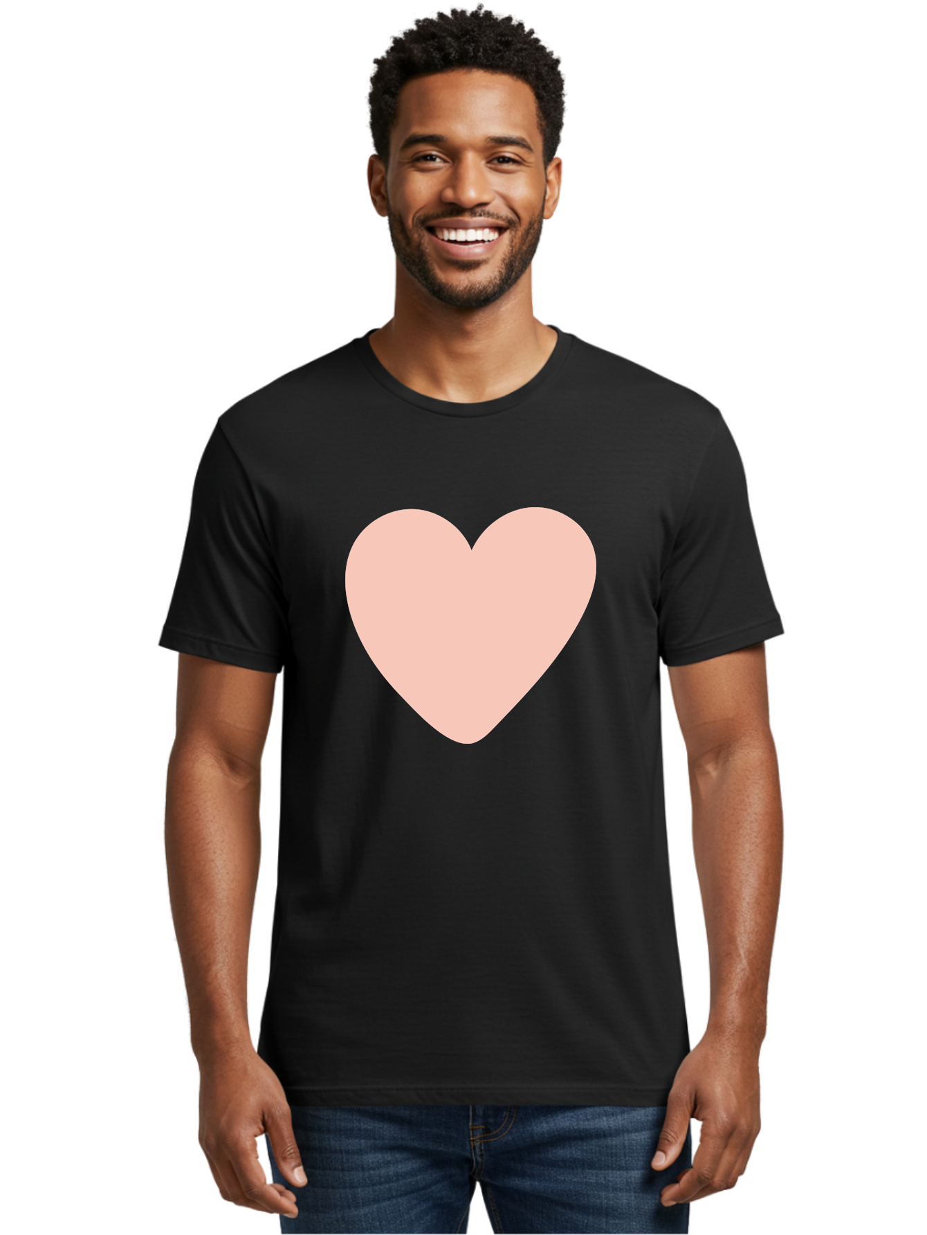 Heart Men'S Graphic Tee, 100% Cotton, Comfortable Casual Summer Wear, Machine Washable, Heart Symbol, Love Icon, Pink Heart, Digital Art, Minimalist Design, Simple Shape, Heart Illustration, Love Symbol Aae025