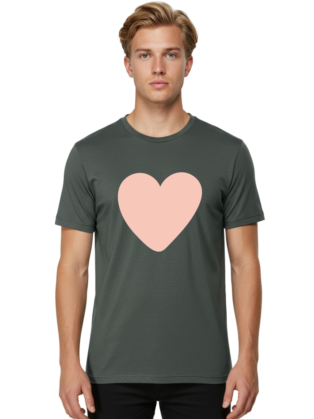 Heart Men'S Graphic Tee, 100% Cotton, Comfortable Casual Summer Wear, Machine Washable, Heart Symbol, Love Icon, Pink Heart, Digital Art, Minimalist Design, Simple Shape, Heart Illustration, Love Symbol Aae025