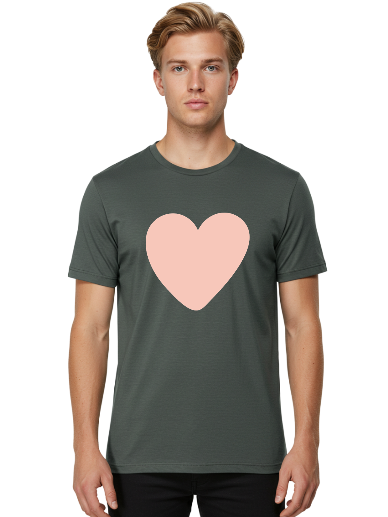 Heart Men'S Graphic Tee, 100% Cotton, Comfortable Casual Summer Wear, Machine Washable, Heart Symbol, Love Icon, Pink Heart, Digital Art, Minimalist Design, Simple Shape, Heart Illustration, Love Symbol Aae025