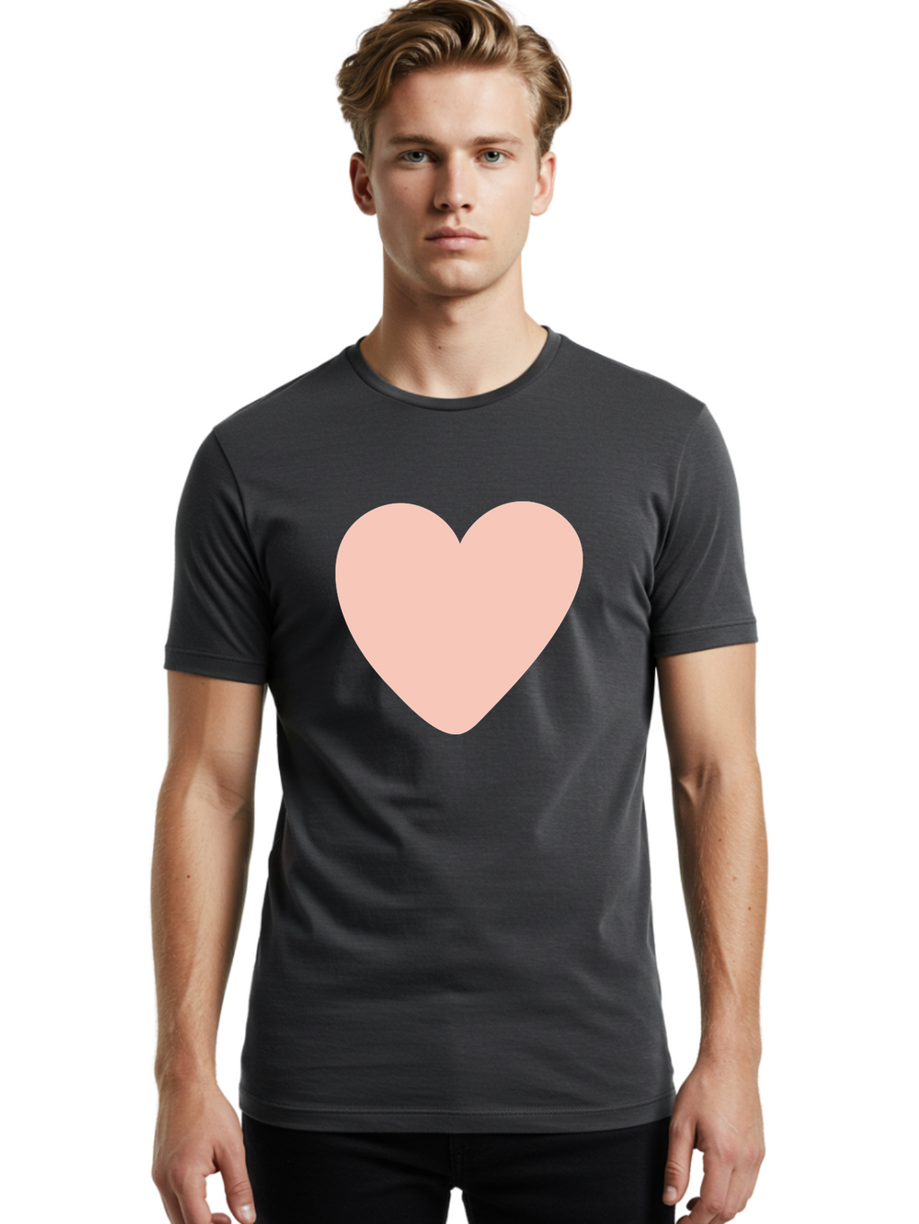 Heart Men'S Graphic Tee, 100% Cotton, Comfortable Casual Summer Wear, Machine Washable, Heart Symbol, Love Icon, Pink Heart, Digital Art, Minimalist Design, Simple Shape, Heart Illustration, Love Symbol Aae025