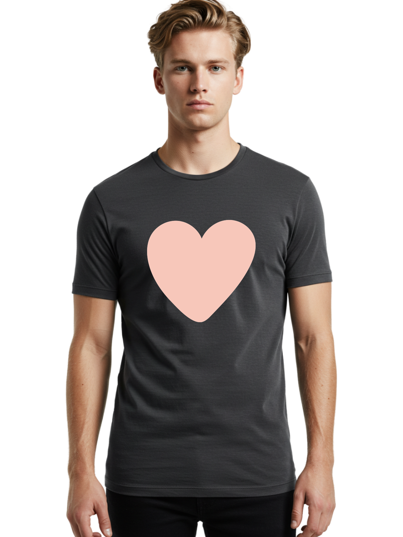 Heart Men'S Graphic Tee, 100% Cotton, Comfortable Casual Summer Wear, Machine Washable, Heart Symbol, Love Icon, Pink Heart, Digital Art, Minimalist Design, Simple Shape, Heart Illustration, Love Symbol Aae025