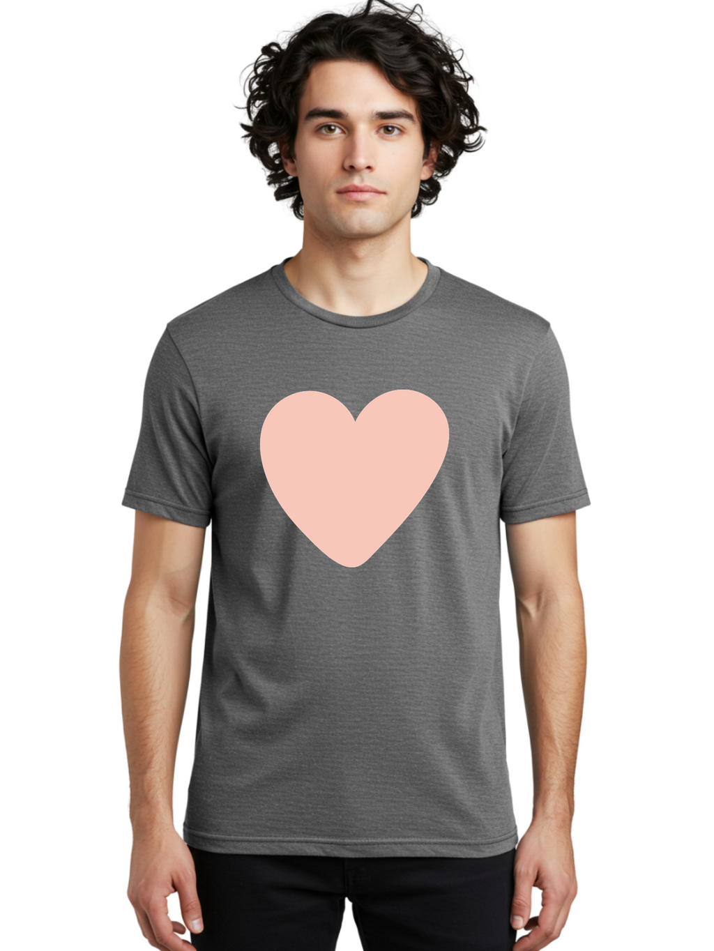 Heart Men'S Graphic Tee, 100% Cotton, Comfortable Casual Summer Wear, Machine Washable, Heart Symbol, Love Icon, Pink Heart, Digital Art, Minimalist Design, Simple Shape, Heart Illustration, Love Symbol Aae025