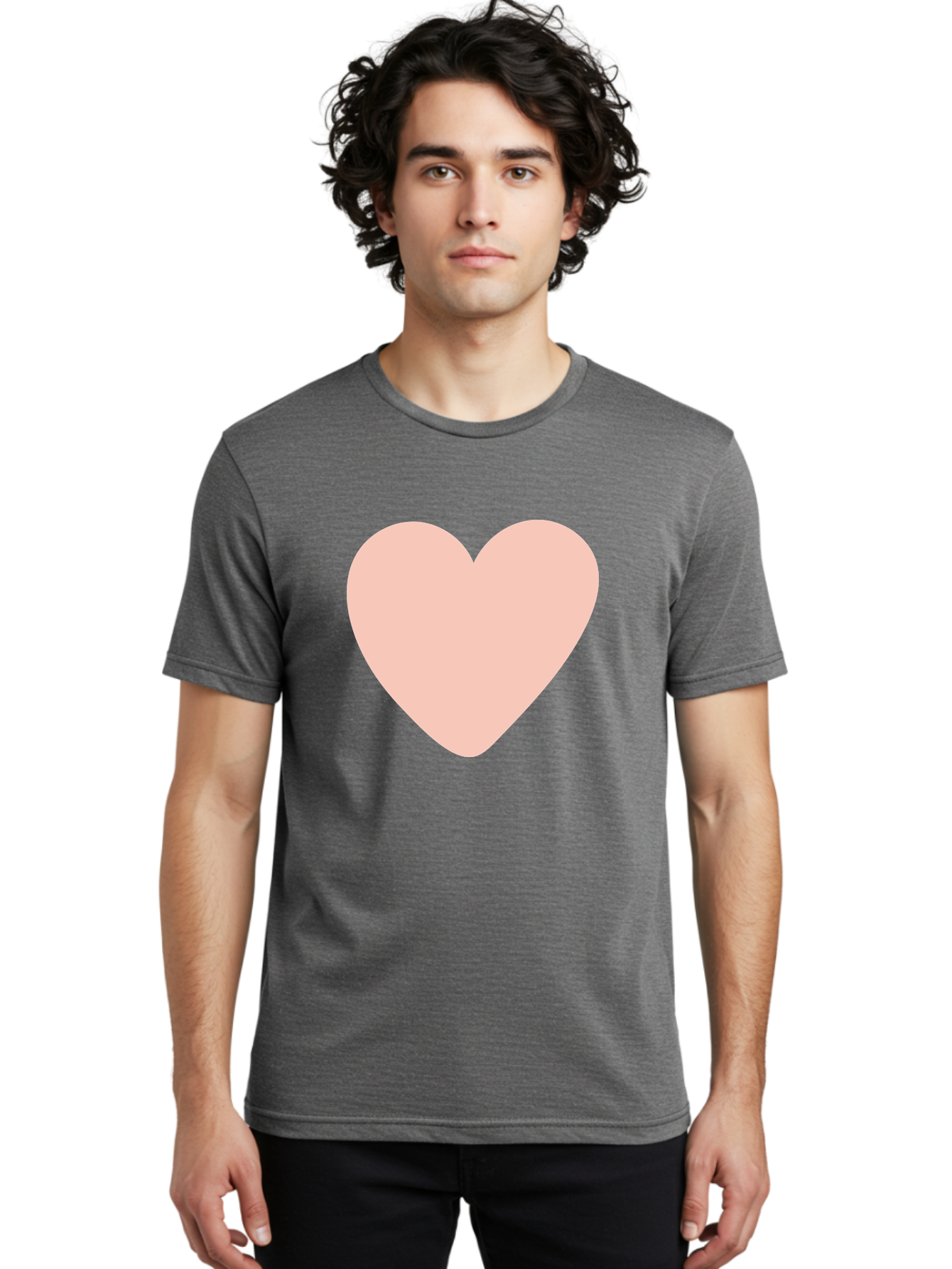 Heart Men'S Graphic Tee, 100% Cotton, Comfortable Casual Summer Wear, Machine Washable, Heart Symbol, Love Icon, Pink Heart, Digital Art, Minimalist Design, Simple Shape, Heart Illustration, Love Symbol Aae025