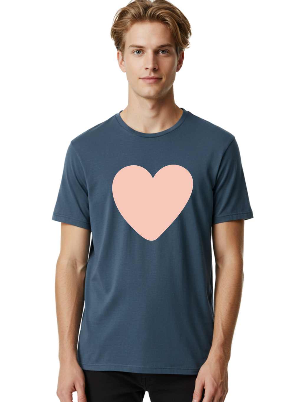 Heart Men'S Graphic Tee, 100% Cotton, Comfortable Casual Summer Wear, Machine Washable, Heart Symbol, Love Icon, Pink Heart, Digital Art, Minimalist Design, Simple Shape, Heart Illustration, Love Symbol Aae025