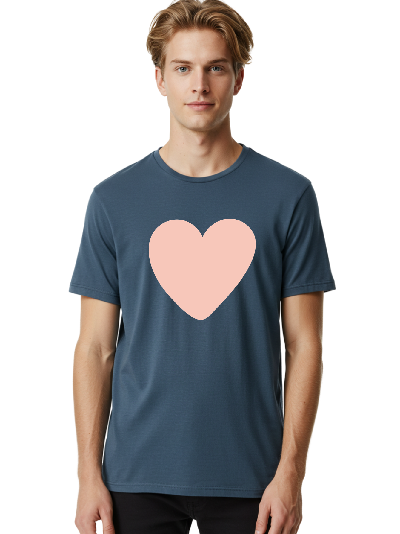 Heart Men'S Graphic Tee, 100% Cotton, Comfortable Casual Summer Wear, Machine Washable, Heart Symbol, Love Icon, Pink Heart, Digital Art, Minimalist Design, Simple Shape, Heart Illustration, Love Symbol Aae025