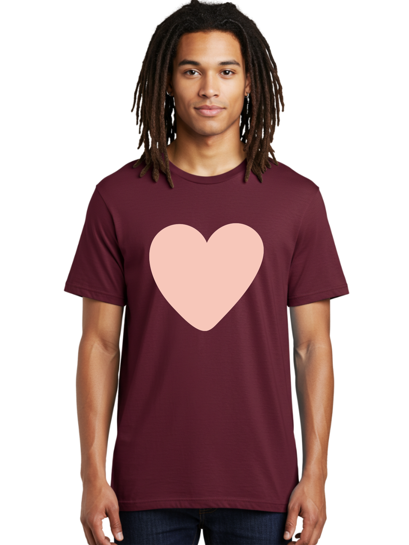 Heart Men'S Graphic Tee, 100% Cotton, Comfortable Casual Summer Wear, Machine Washable, Heart Symbol, Love Icon, Pink Heart, Digital Art, Minimalist Design, Simple Shape, Heart Illustration, Love Symbol Aae025