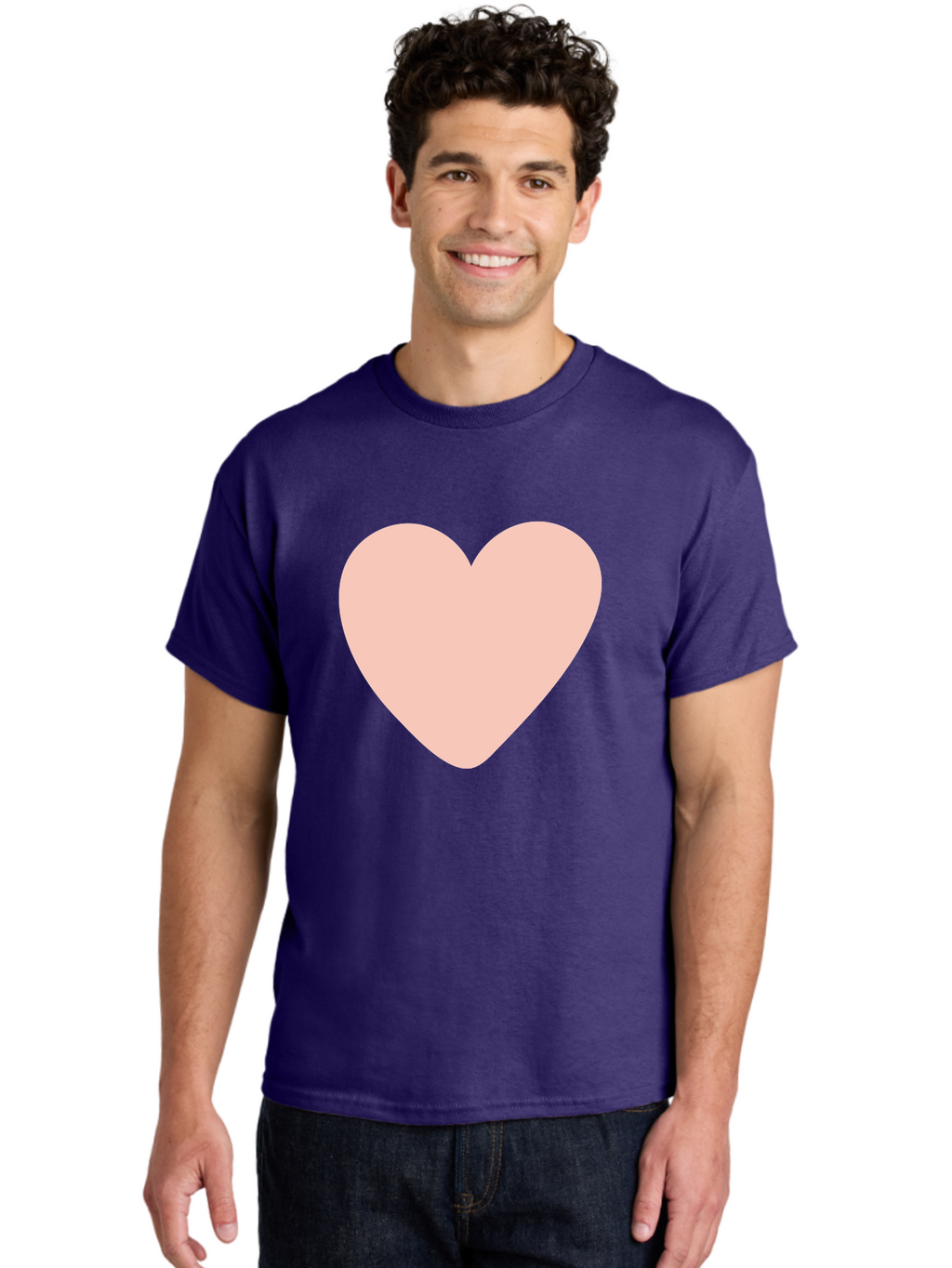 Heart Men'S Graphic Tee, 100% Cotton, Comfortable Casual Summer Wear, Machine Washable, Heart Symbol, Love Icon, Pink Heart, Digital Art, Minimalist Design, Simple Shape, Heart Illustration, Love Symbol Aae025