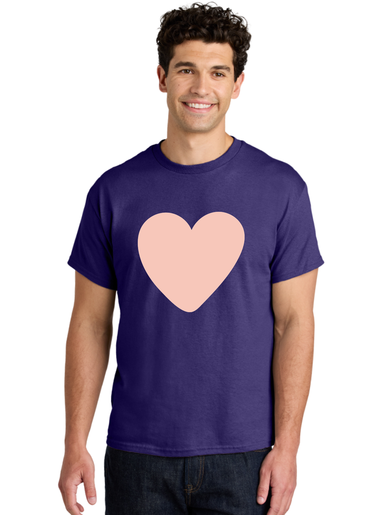 Heart Men'S Graphic Tee, 100% Cotton, Comfortable Casual Summer Wear, Machine Washable, Heart Symbol, Love Icon, Pink Heart, Digital Art, Minimalist Design, Simple Shape, Heart Illustration, Love Symbol Aae025