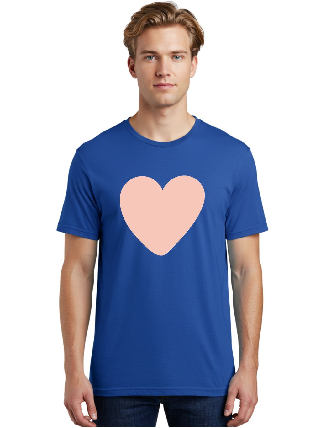 Heart Men'S Graphic Tee, 100% Cotton, Comfortable Casual Summer Wear, Machine Washable, Heart Symbol, Love Icon, Pink Heart, Digital Art, Minimalist Design, Simple Shape, Heart Illustration, Love Symbol Aae025