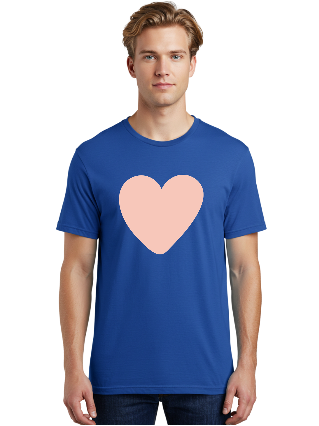 Heart Men'S Graphic Tee, 100% Cotton, Comfortable Casual Summer Wear, Machine Washable, Heart Symbol, Love Icon, Pink Heart, Digital Art, Minimalist Design, Simple Shape, Heart Illustration, Love Symbol Aae025