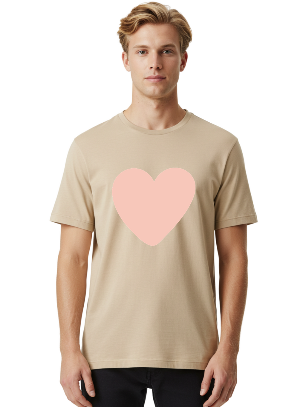 Heart Men'S Graphic Tee, 100% Cotton, Comfortable Casual Summer Wear, Machine Washable, Heart Symbol, Love Icon, Pink Heart, Digital Art, Minimalist Design, Simple Shape, Heart Illustration, Love Symbol Aae025