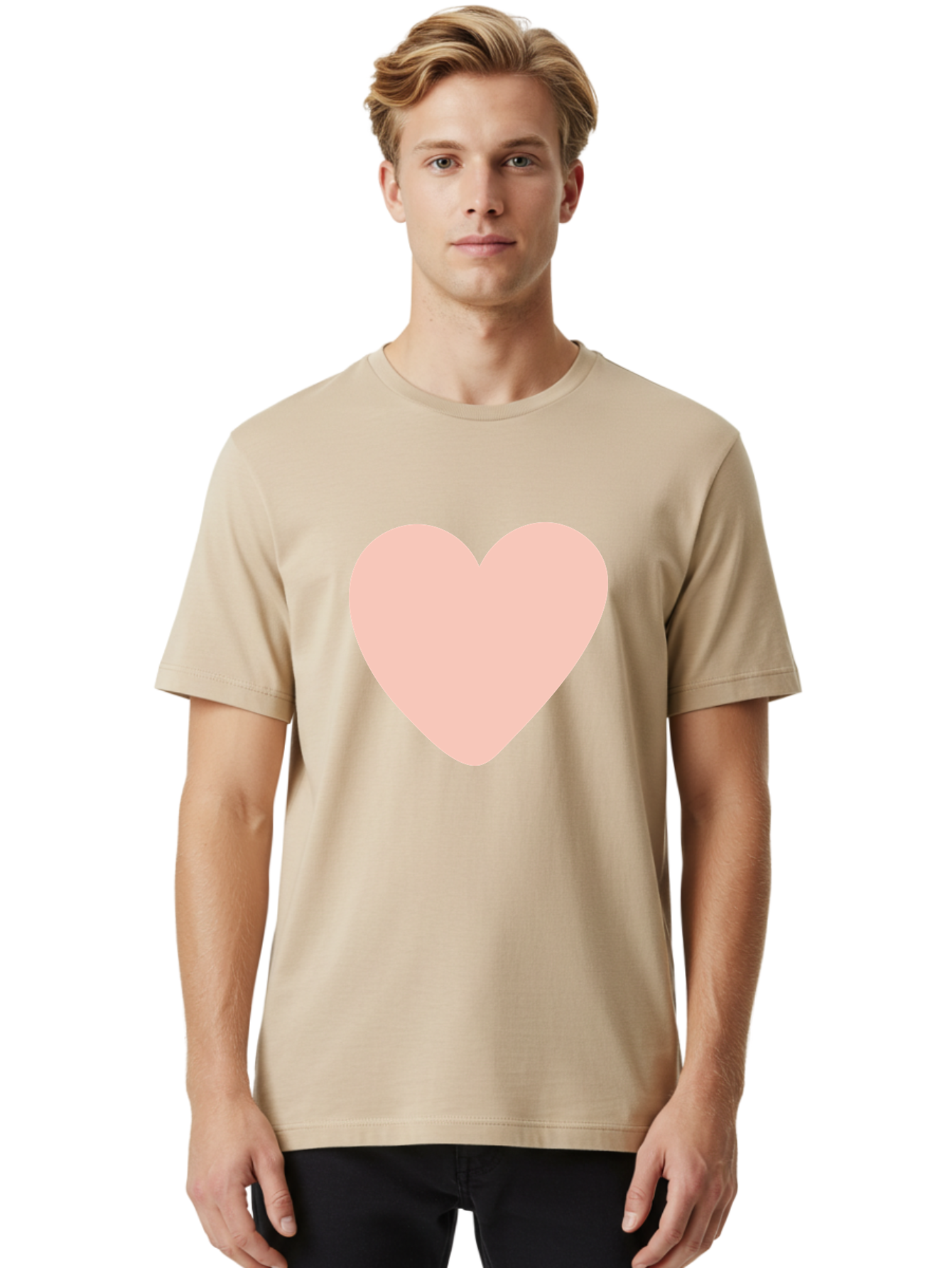 Heart Men'S Graphic Tee, 100% Cotton, Comfortable Casual Summer Wear, Machine Washable, Heart Symbol, Love Icon, Pink Heart, Digital Art, Minimalist Design, Simple Shape, Heart Illustration, Love Symbol Aae025
