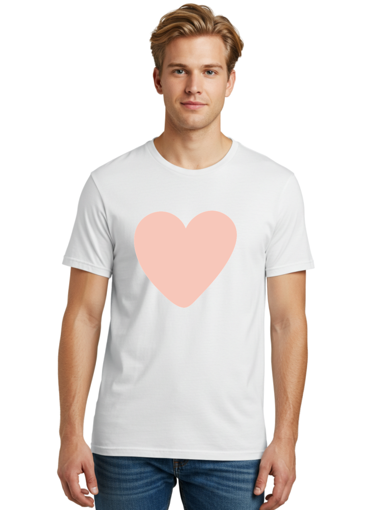 Heart Men'S Graphic Tee, 100% Cotton, Comfortable Casual Summer Wear, Machine Washable, Heart Symbol, Love Icon, Pink Heart, Digital Art, Minimalist Design, Simple Shape, Heart Illustration, Love Symbol Aae025