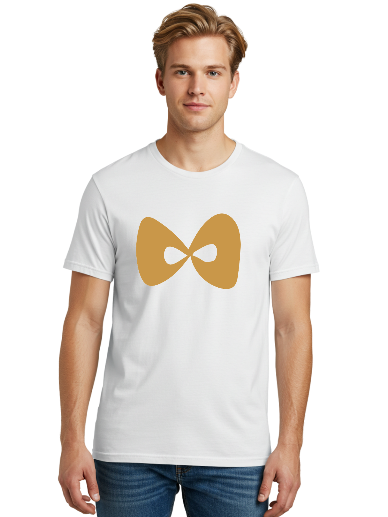 Lemniscate Men'S Graphic Tee, 100% Cotton, Comfortable Casual Summer Wear, Machine Washable, Mathematical Symbol, Infinity Sign, Lemniscate Curve, Geometric Shape, Abstract Design, Symmetrical Figure, Looped Infinity Aae028