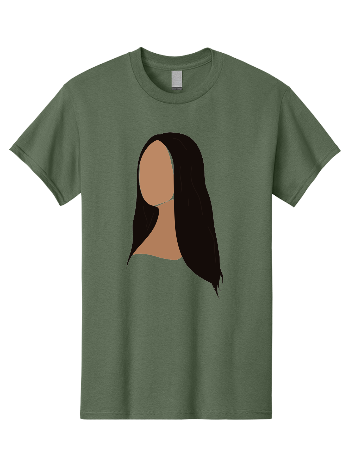 Long-Black-Hair Men'S Graphic Tee, 100% Cotton, Comfortable Casual Summer Wear, Machine Washable, Long Black Hair, Brunette, Female Silhouette, Faceless Portrait, Minimalist Art, Digital Illustration, Sleek Hairstyle, Straight Hair, Aae030
