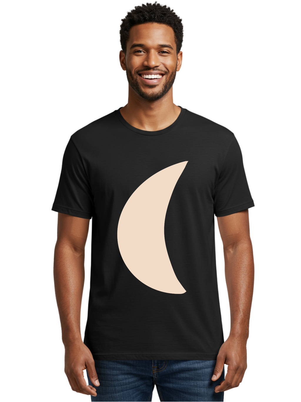 Moon Men'S Graphic Tee, 100% Cotton, Comfortable Casual Summer Wear, Machine Washable, Crescent Moon, Moon Shape, Minimalist Design, Simple Art, Lunar Symbol, Celestial Body, Abstract Illustration Aae032