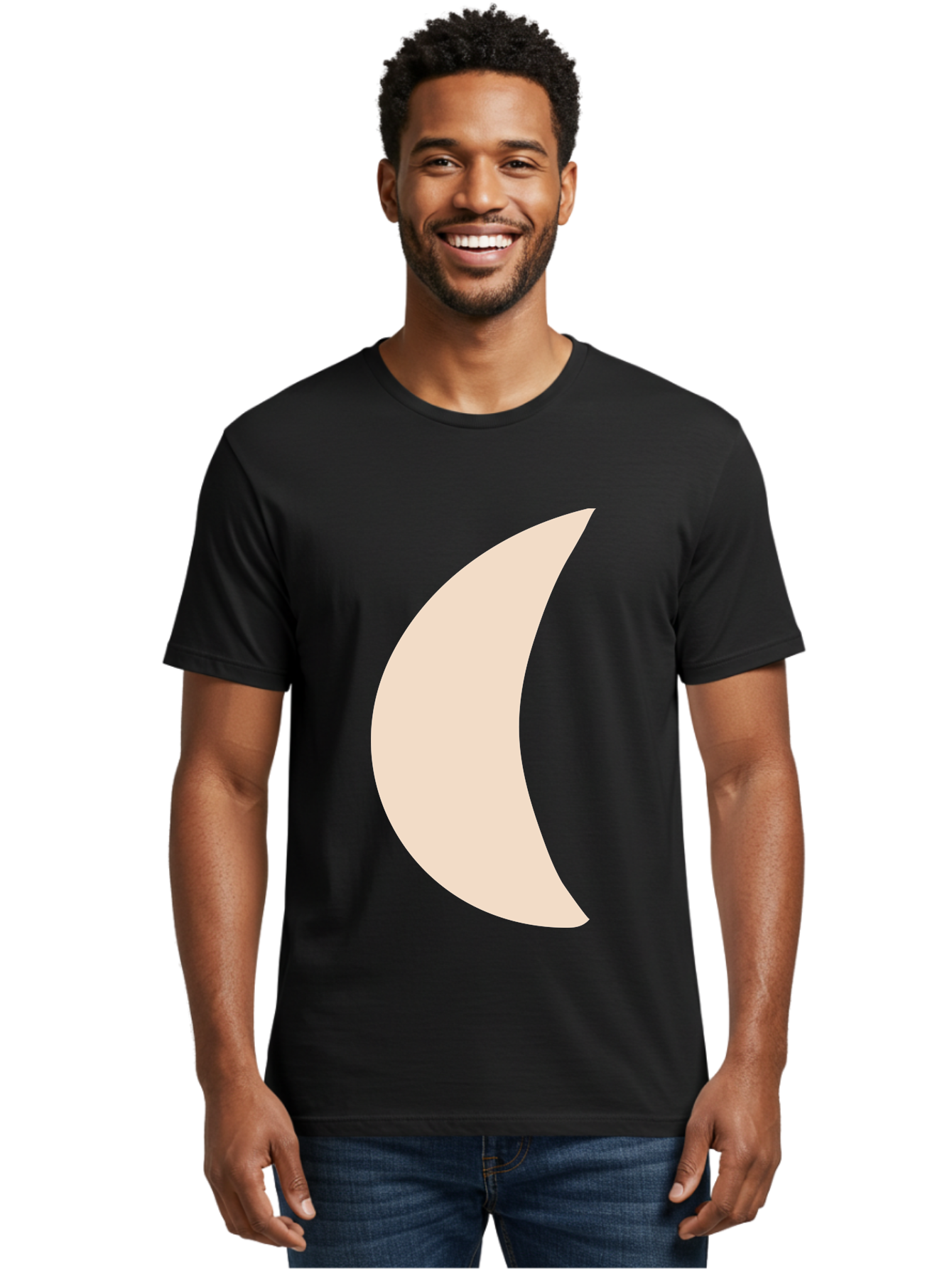 Moon Men'S Graphic Tee, 100% Cotton, Comfortable Casual Summer Wear, Machine Washable, Crescent Moon, Moon Shape, Minimalist Design, Simple Art, Lunar Symbol, Celestial Body, Abstract Illustration Aae032