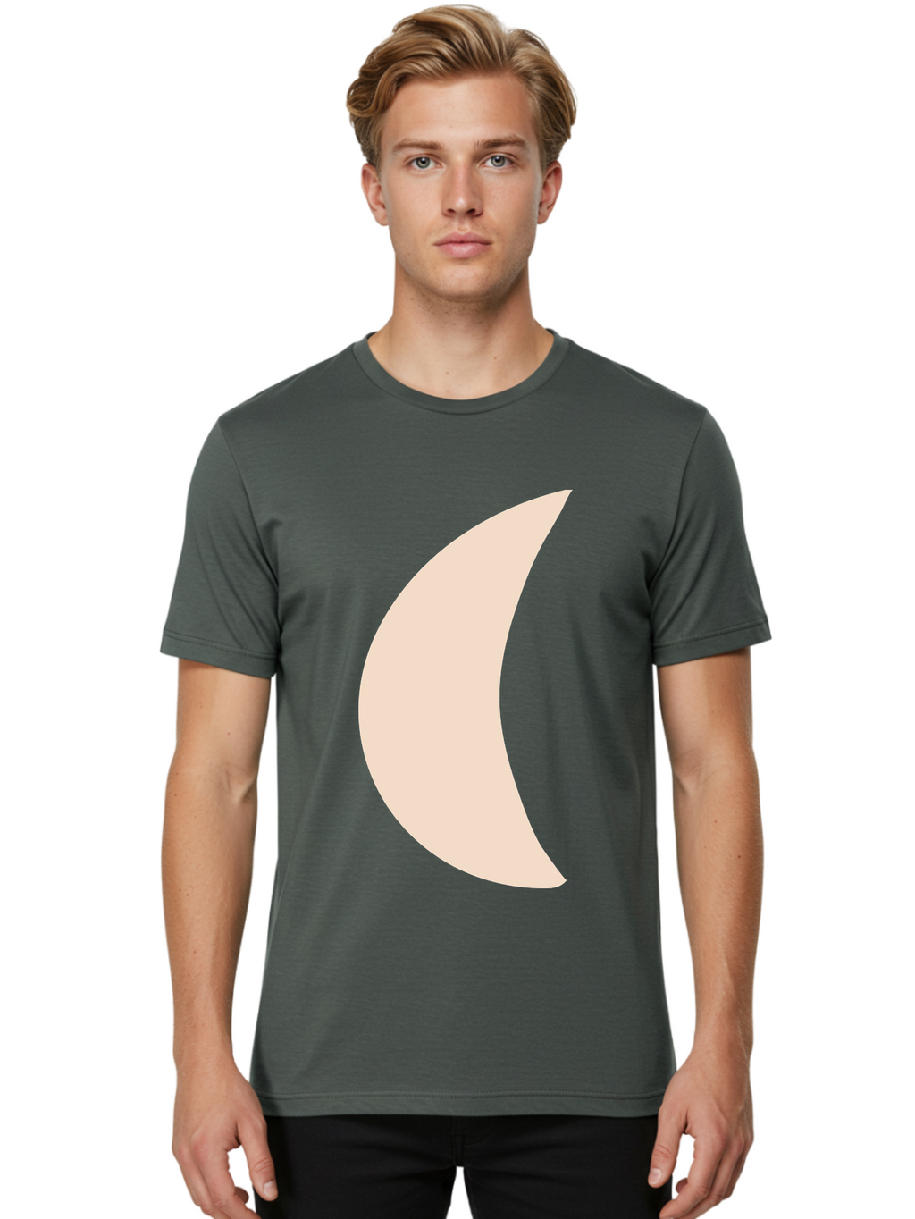 Moon Men'S Graphic Tee, 100% Cotton, Comfortable Casual Summer Wear, Machine Washable, Crescent Moon, Moon Shape, Minimalist Design, Simple Art, Lunar Symbol, Celestial Body, Abstract Illustration Aae032