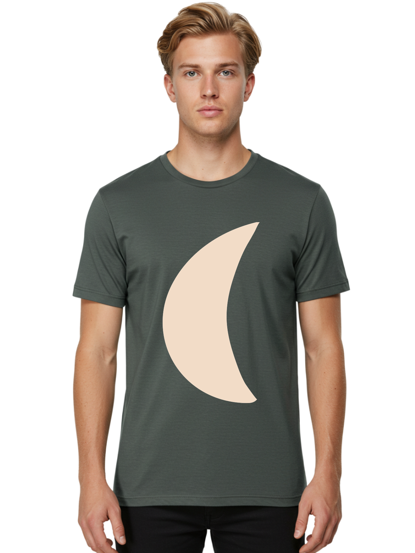Moon Men'S Graphic Tee, 100% Cotton, Comfortable Casual Summer Wear, Machine Washable, Crescent Moon, Moon Shape, Minimalist Design, Simple Art, Lunar Symbol, Celestial Body, Abstract Illustration Aae032