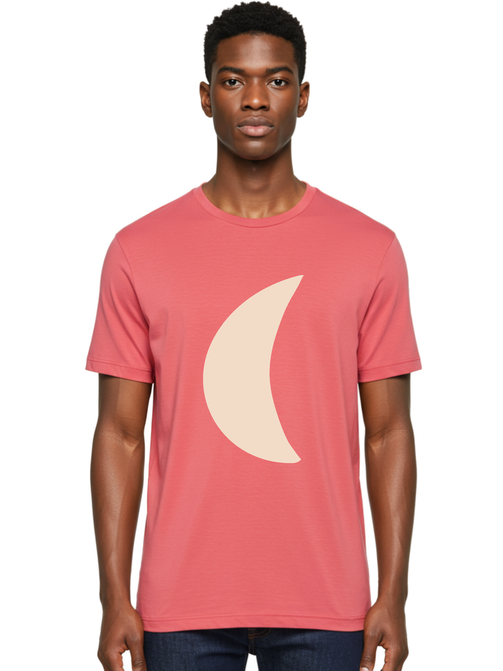 Moon Men'S Graphic Tee, 100% Cotton, Comfortable Casual Summer Wear, Machine Washable, Crescent Moon, Moon Shape, Minimalist Design, Simple Art, Lunar Symbol, Celestial Body, Abstract Illustration Aae032