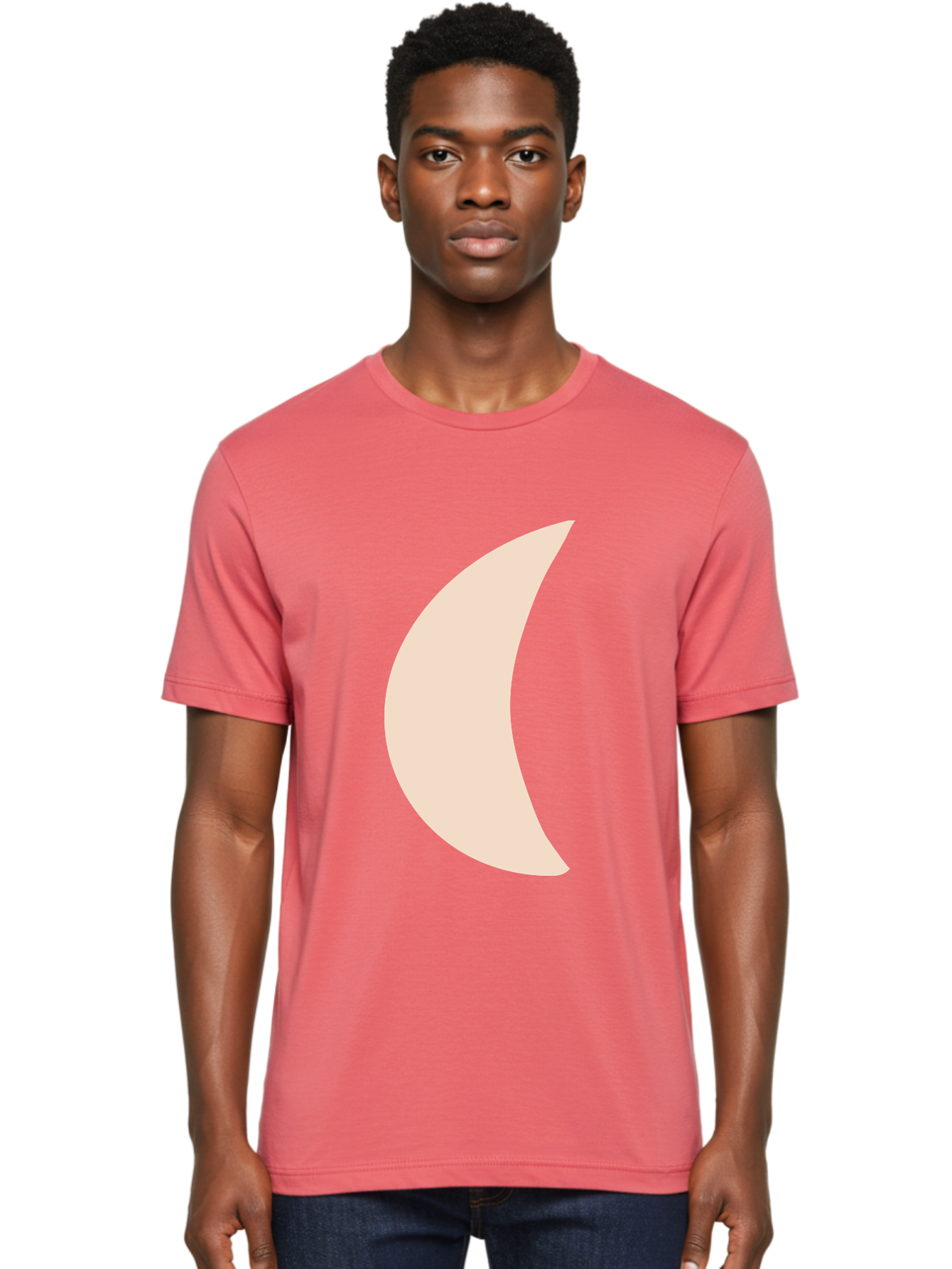 Moon Men'S Graphic Tee, 100% Cotton, Comfortable Casual Summer Wear, Machine Washable, Crescent Moon, Moon Shape, Minimalist Design, Simple Art, Lunar Symbol, Celestial Body, Abstract Illustration Aae032