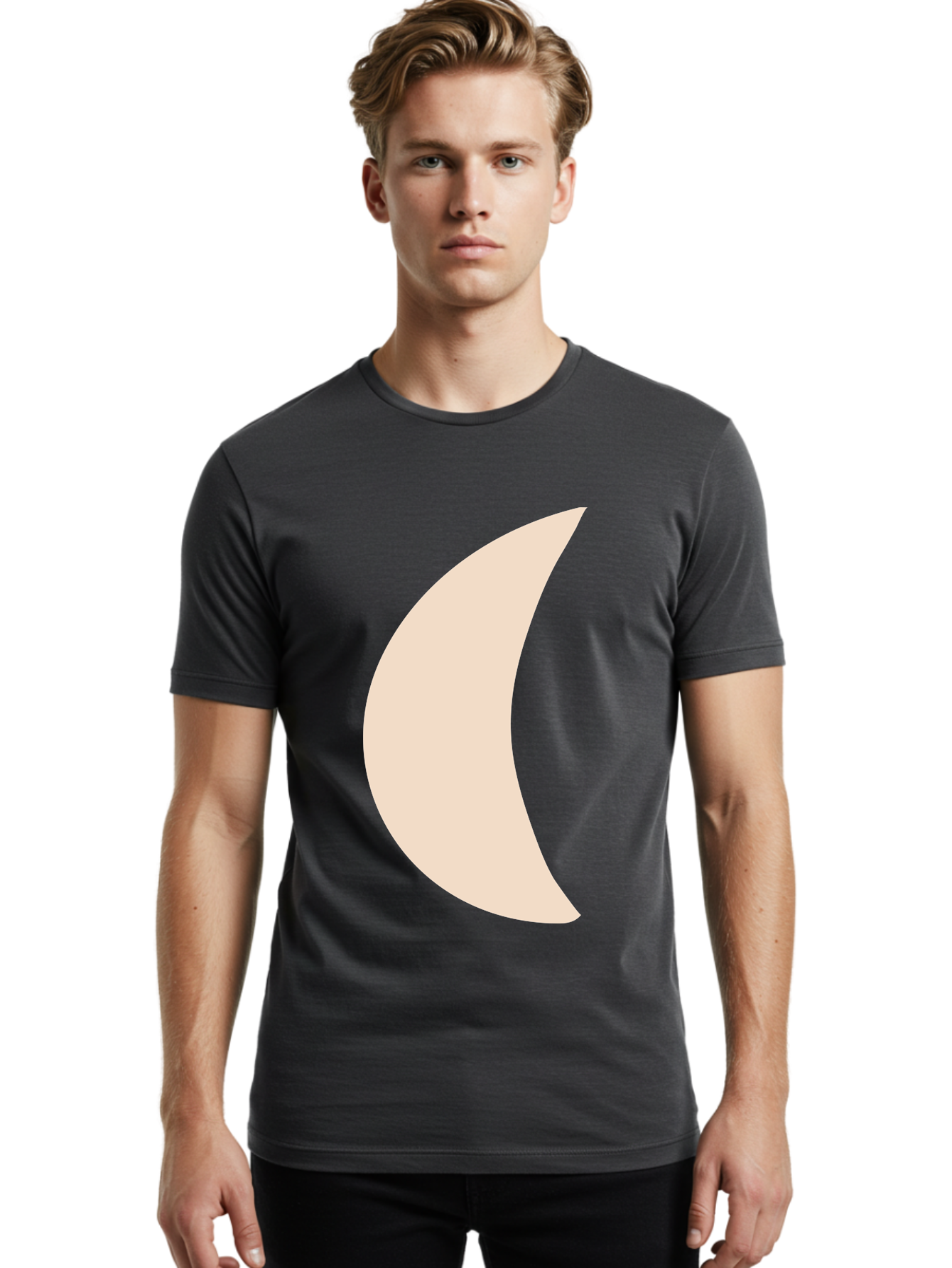 Moon Men'S Graphic Tee, 100% Cotton, Comfortable Casual Summer Wear, Machine Washable, Crescent Moon, Moon Shape, Minimalist Design, Simple Art, Lunar Symbol, Celestial Body, Abstract Illustration Aae032