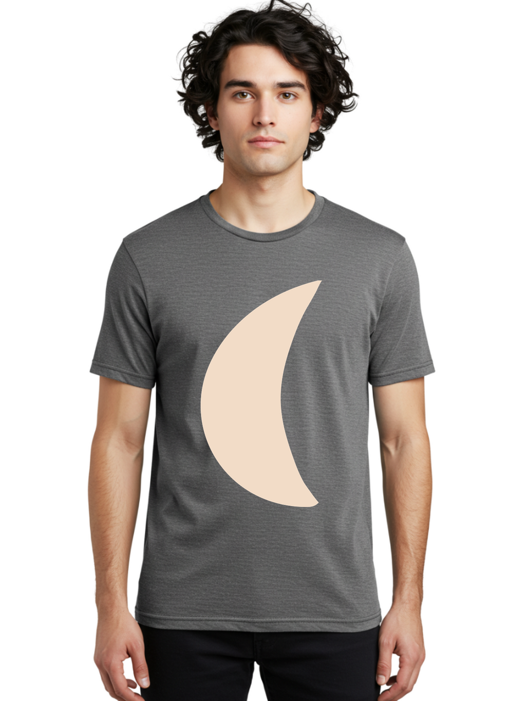 Moon Men'S Graphic Tee, 100% Cotton, Comfortable Casual Summer Wear, Machine Washable, Crescent Moon, Moon Shape, Minimalist Design, Simple Art, Lunar Symbol, Celestial Body, Abstract Illustration Aae032