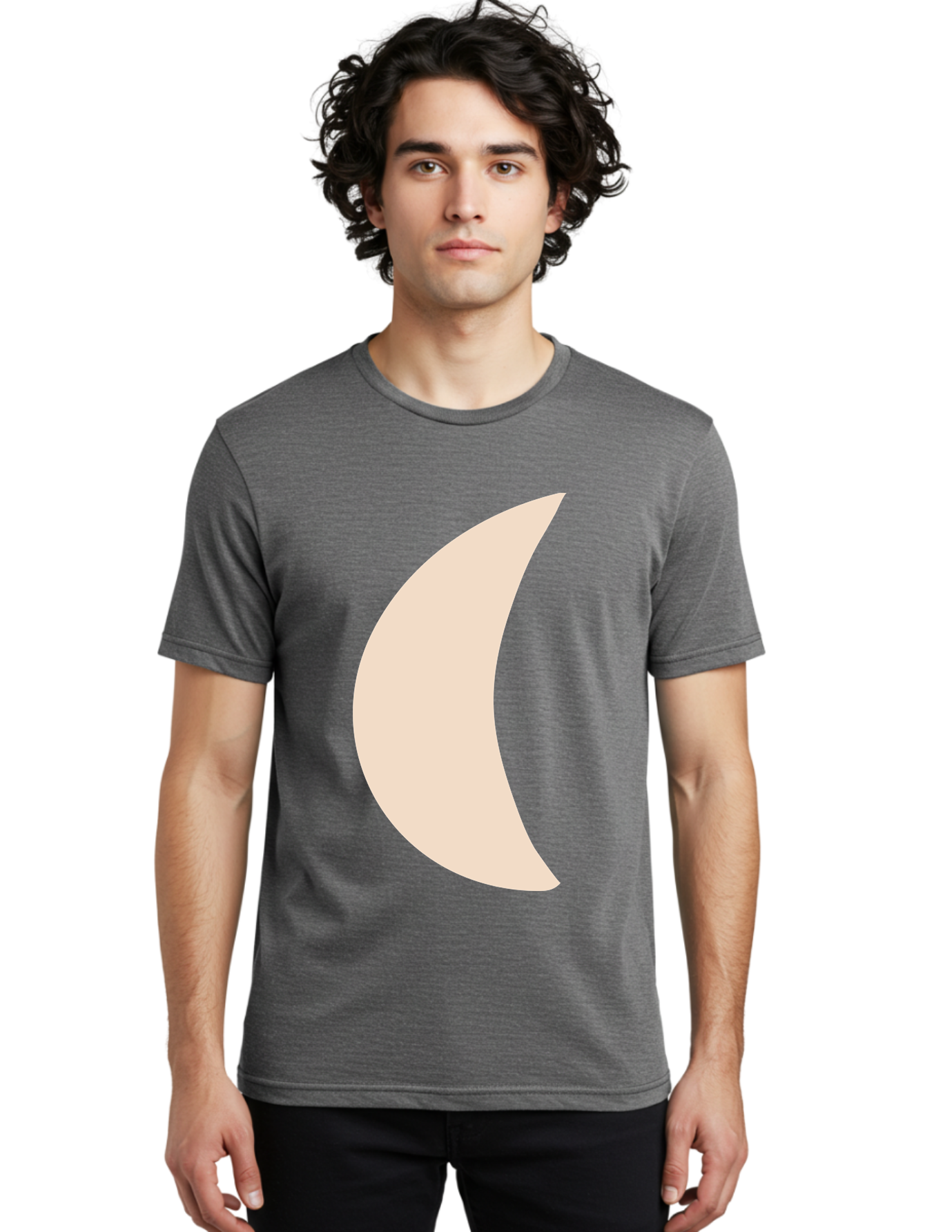 Moon Men'S Graphic Tee, 100% Cotton, Comfortable Casual Summer Wear, Machine Washable, Crescent Moon, Moon Shape, Minimalist Design, Simple Art, Lunar Symbol, Celestial Body, Abstract Illustration Aae032