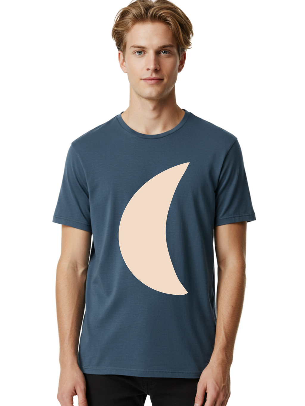 Moon Men'S Graphic Tee, 100% Cotton, Comfortable Casual Summer Wear, Machine Washable, Crescent Moon, Moon Shape, Minimalist Design, Simple Art, Lunar Symbol, Celestial Body, Abstract Illustration Aae032