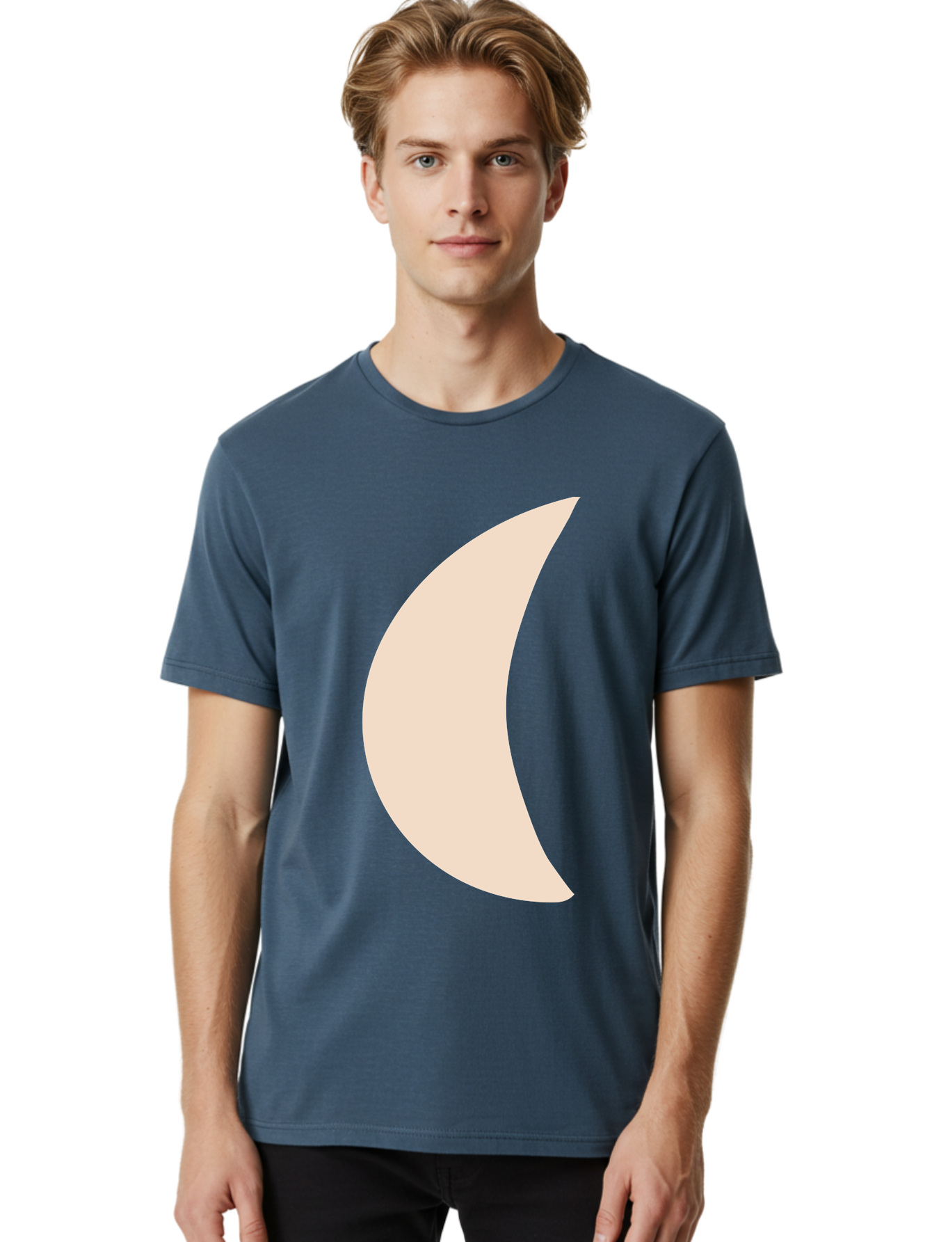 Moon Men'S Graphic Tee, 100% Cotton, Comfortable Casual Summer Wear, Machine Washable, Crescent Moon, Moon Shape, Minimalist Design, Simple Art, Lunar Symbol, Celestial Body, Abstract Illustration Aae032