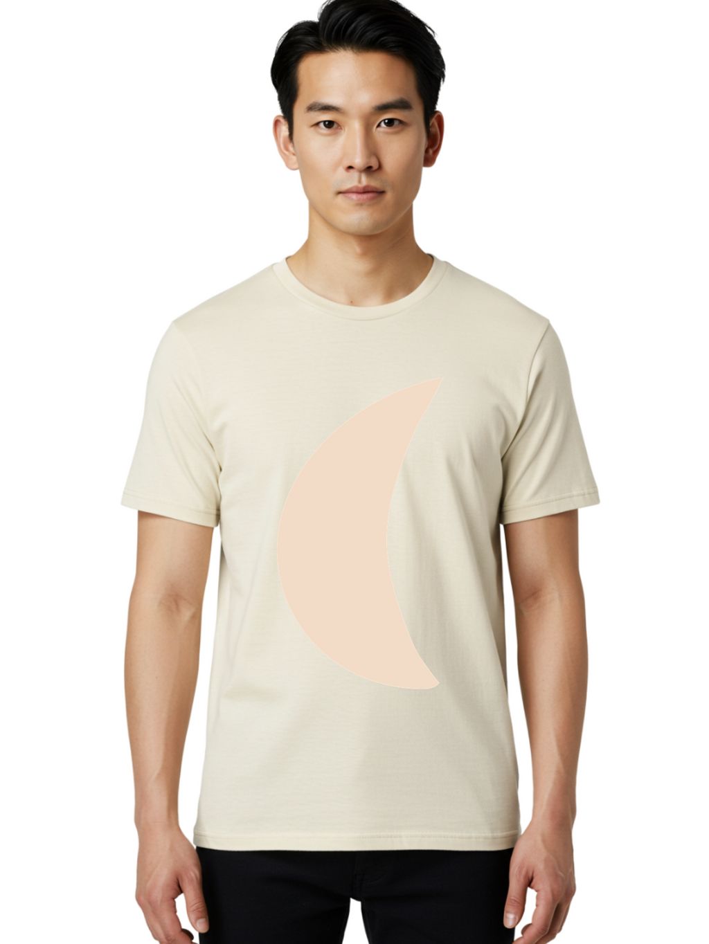 Moon Men'S Graphic Tee, 100% Cotton, Comfortable Casual Summer Wear, Machine Washable, Crescent Moon, Moon Shape, Minimalist Design, Simple Art, Lunar Symbol, Celestial Body, Abstract Illustration Aae032